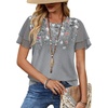 image:imageWIHOLL Womens Summer Tops Trendy Ruffle Sleeve Shirts Casual Chiffon Blouses Beach Vacation ClothesGray Floral