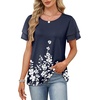 image:imageWIHOLL Womens Summer Tops Trendy Ruffle Sleeve Shirts Casual Chiffon Blouses Beach Vacation ClothesNavy Floral