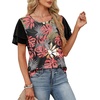 image:imageWIHOLL Womens Summer Tops Trendy Ruffle Sleeve Shirts Casual Chiffon Blouses Beach Vacation ClothesTropical Floral