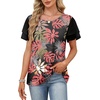 image:imageWIHOLL Womens Summer Tops Trendy Ruffle Sleeve Shirts Casual Chiffon Blouses Beach Vacation ClothesTropical Floral
