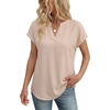 image:imageWIHOLL Womens Summer Tops V Neck T Shirts Cap Sleeve Business Casual Outfits Loose Fit Beach Vacation Clothes Basic TeesBrown Stripe 2