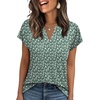 image:imageWIHOLL Womens Summer Tops V Neck T Shirts Cap Sleeve Business Casual Outfits Loose Fit Beach Vacation Clothes Basic TeesGreen Floral