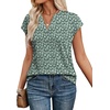 image:imageWIHOLL Womens Summer Tops V Neck T Shirts Cap Sleeve Business Casual Outfits Loose Fit Beach Vacation Clothes Basic TeesGreen Floral