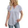 image:imageWIHOLL Womens Summer Tops V Neck T Shirts Cap Sleeve Business Casual Outfits Loose Fit Beach Vacation Clothes Basic TeesGrey Blue Stripe