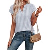 image:imageWIHOLL Womens Summer Tops V Neck T Shirts Cap Sleeve Business Casual Outfits Loose Fit Beach Vacation Clothes Basic TeesGrey Blue Stripe