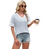 image:imageWIHOLL Womens T Shirts Loose Fit Short Sleeve Tees V Neck Color Block Summer Tops 2026 Fashion S4XLBlue White Stripes