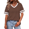 image:imageWIHOLL Womens T Shirts Loose Fit Short Sleeve Tees V Neck Color Block Summer Tops 2026 Fashion S4XLBrown Polka Dots