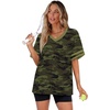 image:imageWIHOLL Womens T Shirts Loose Fit Short Sleeve Tees V Neck Color Block Summer Tops 2026 Fashion S4XLCamo