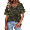 image:imageWIHOLL Womens T Shirts Loose Fit Short Sleeve Tees V Neck Color Block Summer Tops 2026 Fashion S4XLCamo