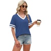 image:imageWIHOLL Womens T Shirts Loose Fit Short Sleeve Tees V Neck Color Block Summer Tops 2026 Fashion S4XLDeep Blue