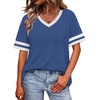 image:imageWIHOLL Womens T Shirts Loose Fit Short Sleeve Tees V Neck Color Block Summer Tops 2026 Fashion S4XLDeep Blue