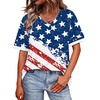 image:imageWIHOLL Womens T Shirts Loose Fit Short Sleeve Tees V Neck Color Block Summer Tops 2026 Fashion S4XLFlag Print