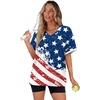 image:imageWIHOLL Womens T Shirts Loose Fit Short Sleeve Tees V Neck Color Block Summer Tops 2026 Fashion S4XLFlag Print