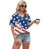 image:imageWIHOLL Womens T Shirts Loose Fit Short Sleeve Tees V Neck Color Block Summer Tops 2026 Fashion S4XLFlag Print