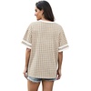 image:imageWIHOLL Womens T Shirts Loose Fit Short Sleeve Tees V Neck Color Block Summer Tops 2026 Fashion S4XLLight Khaki Gingham
