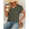image:imageWIHOLL Womens Tops Dressy Casual Petal Sleeve Summer Spring Short Sleeve V Neck Shirts Work Business Vacation Clothes 2026Army Green