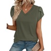 image:imageWIHOLL Womens Tops Dressy Casual Petal Sleeve Summer Spring Short Sleeve V Neck Shirts Work Business Vacation Clothes 2026Army Green