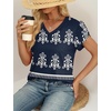 image:imageWIHOLL Womens Tops Dressy Casual Petal Sleeve Summer Spring Short Sleeve V Neck Shirts Work Business Vacation Clothes 2026Boho Blue