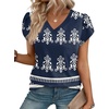 image:imageWIHOLL Womens Tops Dressy Casual Petal Sleeve Summer Spring Short Sleeve V Neck Shirts Work Business Vacation Clothes 2026Boho Blue