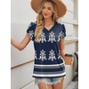 image:imageWIHOLL Womens Tops Dressy Casual Petal Sleeve Summer Spring Short Sleeve V Neck Shirts Work Business Vacation Clothes 2026Boho Blue