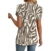 image:imageWIHOLL Womens Tops Dressy Casual Petal Sleeve Summer Spring Short Sleeve V Neck Shirts Work Business Vacation Clothes 2026Brown Zebra Pattern