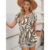 image:imageWIHOLL Womens Tops Dressy Casual Petal Sleeve Summer Spring Short Sleeve V Neck Shirts Work Business Vacation Clothes 2026Brown Zebra Pattern