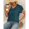 image:imageWIHOLL Womens Tops Dressy Casual Petal Sleeve Summer Spring Short Sleeve V Neck Shirts Work Business Vacation Clothes 2026Floral Navy Blue Pink Flowers