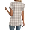 image:imageWIHOLL Womens Tops Dressy Casual Petal Sleeve Summer Spring Short Sleeve V Neck Shirts Work Business Vacation Clothes 2026Floral Plaid
