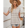 image:imageWIHOLL Womens Tops Dressy Casual Petal Sleeve Summer Spring Short Sleeve V Neck Shirts Work Business Vacation Clothes 2026Floral Plaid
