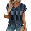 image:imageWIHOLL Womens Tops Dressy Casual Petal Sleeve Summer Spring Short Sleeve V Neck Shirts Work Business Vacation Clothes 2026Navy Blue Polka Dots