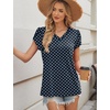 image:imageWIHOLL Womens Tops Dressy Casual Petal Sleeve Summer Spring Short Sleeve V Neck Shirts Work Business Vacation Clothes 2026Navy Blue Polka Dots