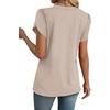 image:imageWIHOLL Womens Tops Dressy Casual Petal Sleeve Summer Spring Short Sleeve V Neck Shirts Work Business Vacation Clothes 2026Striped Khaki