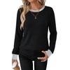 image:imageWIHOLL Womens Tops Long Sleeve Shirts Fall Clothing Winter Outfits 2026  Crewneck Cozy and Warm Color Block Sweaters for Teacher School Work Travel Cruise EssentialsBlack