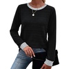 image:imageWIHOLL Womens Tops Long Sleeve Shirts Fall Clothing Winter Outfits 2026  Crewneck Cozy and Warm Color Block Sweaters for Teacher School Work Travel Cruise EssentialsBlack