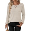 image:imageWIHOLL Womens Tops Long Sleeve Shirts Fall Clothing Winter Outfits 2026  Crewneck Cozy and Warm Color Block Sweaters for Teacher School Work Travel Cruise EssentialsApricot