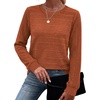 image:imageWIHOLL Womens Tops Long Sleeve Shirts Fall Clothing Winter Outfits 2026  Crewneck Cozy and Warm Color Block Sweaters for Teacher School Work Travel Cruise EssentialsCaramel