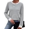 image:imageWIHOLL Womens Tops Long Sleeve Shirts Fall Clothing Winter Outfits 2026  Crewneck Cozy and Warm Color Block Sweaters for Teacher School Work Travel Cruise EssentialsGrey