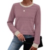 image:imageWIHOLL Womens Tops Long Sleeve Shirts Fall Clothing Winter Outfits 2026  Crewneck Cozy and Warm Color Block Sweaters for Teacher School Work Travel Cruise EssentialsPurple2