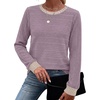 image:imageWIHOLL Womens Tops Long Sleeve Shirts Fall Clothing Winter Outfits 2026  Crewneck Cozy and Warm Color Block Sweaters for Teacher School Work Travel Cruise EssentialsPurple1