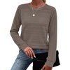 image:imageWIHOLL Womens Tops Long Sleeve Shirts Fall Clothing Winter Outfits 2026  Crewneck Cozy and Warm Color Block Sweaters for Teacher School Work Travel Cruise EssentialsBrown