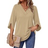 image:imageWIHOLL Womens Tops Summer Outfits 2026 V Neck Shirts Womens Blouses Dressy Casual Bell Sleeve Fashion Clothing01 Beige
