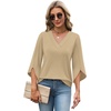 image:imageWIHOLL Womens Tops Summer Outfits 2026 V Neck Shirts Womens Blouses Dressy Casual Bell Sleeve Fashion Clothing01 Beige
