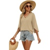 image:imageWIHOLL Womens Tops Summer Outfits 2026 V Neck Shirts Womens Blouses Dressy Casual Bell Sleeve Fashion Clothing01 Beige