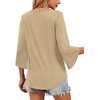image:imageWIHOLL Womens Tops Summer Outfits 2026 V Neck Shirts Womens Blouses Dressy Casual Bell Sleeve Fashion Clothing01 Beige