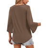 image:imageWIHOLL Womens Tops Summer Outfits 2026 V Neck Shirts Womens Blouses Dressy Casual Bell Sleeve Fashion Clothing01 Chocolate