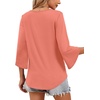 image:imageWIHOLL Womens Tops Summer Outfits 2026 V Neck Shirts Womens Blouses Dressy Casual Bell Sleeve Fashion Clothing01 Coral