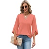 image:imageWIHOLL Womens Tops Summer Outfits 2026 V Neck Shirts Womens Blouses Dressy Casual Bell Sleeve Fashion Clothing01 Coral