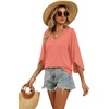 image:imageWIHOLL Womens Tops Summer Outfits 2026 V Neck Shirts Womens Blouses Dressy Casual Bell Sleeve Fashion Clothing01 Coral