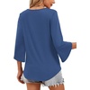 image:imageWIHOLL Womens Tops Summer Outfits 2026 V Neck Shirts Womens Blouses Dressy Casual Bell Sleeve Fashion Clothing01 Navy