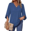 image:imageWIHOLL Womens Tops Summer Outfits 2026 V Neck Shirts Womens Blouses Dressy Casual Bell Sleeve Fashion Clothing01 Navy